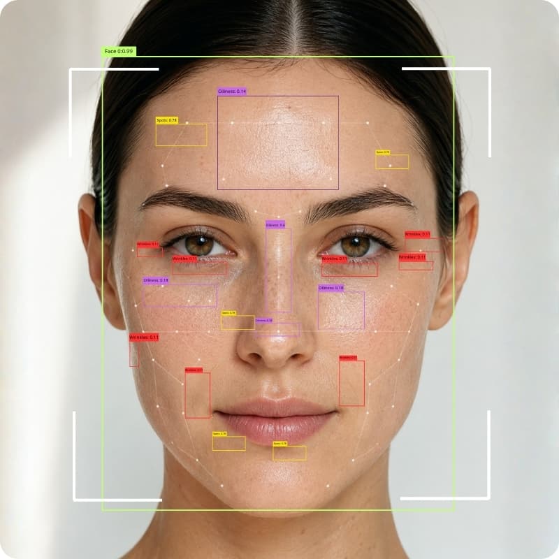 Sample DermAI scan of a face — visible texture and skin signals